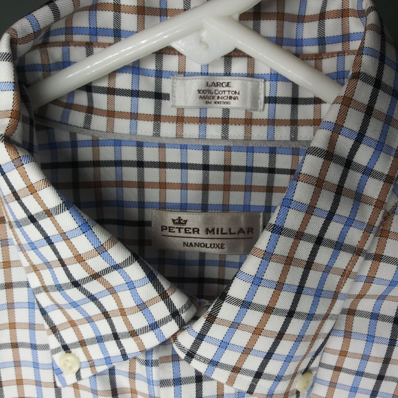 Peter Millar Nanoluxe Long Sleeve Check Button Down Shirt - Picture 4 of 6